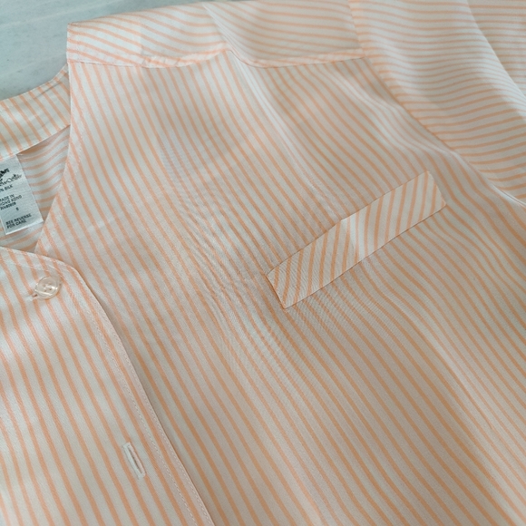 NWT Silk Pajama Set | Vintage Orange Striped Shorts + Pants - Picture 4 of 5